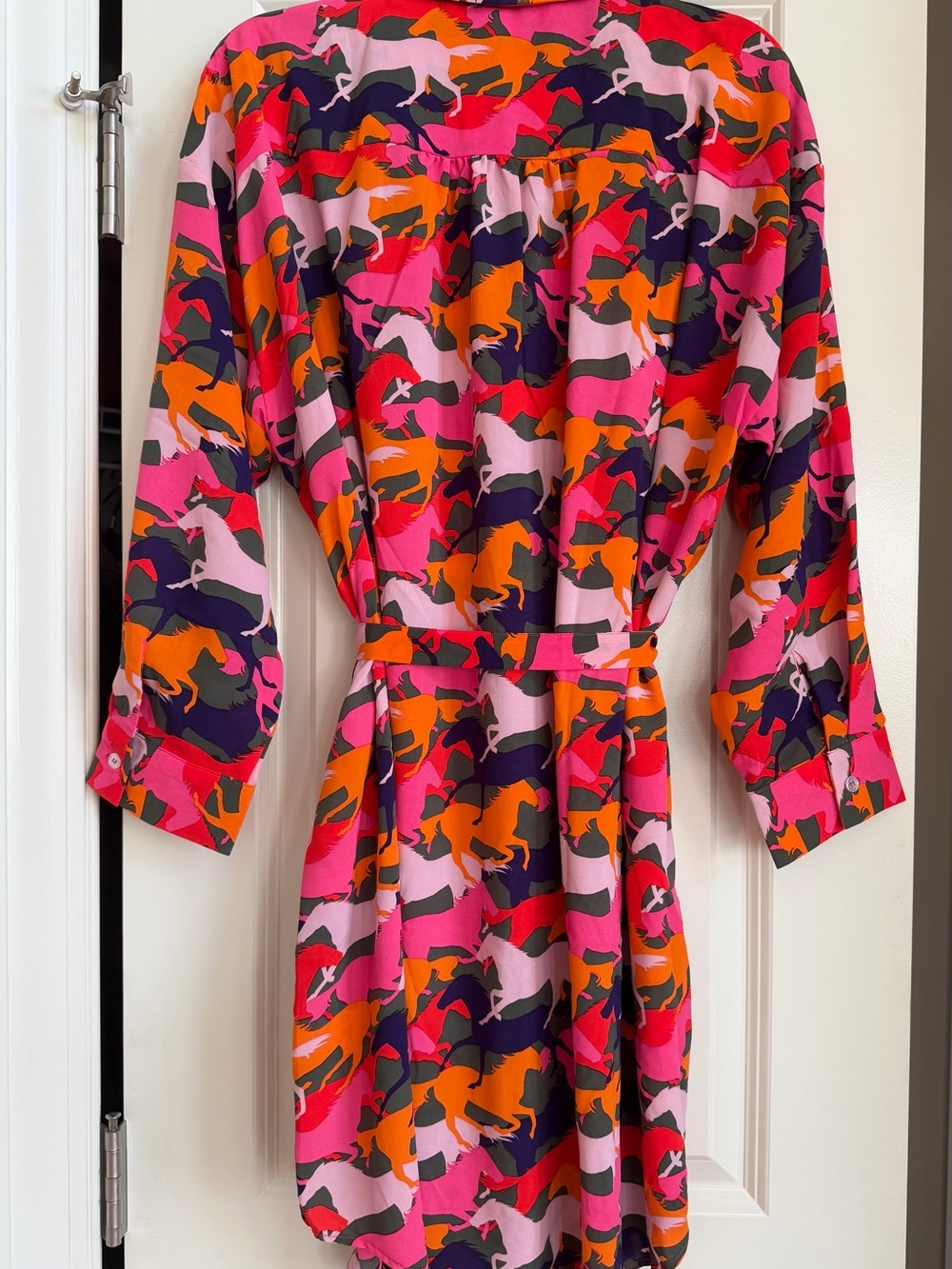 NWT Michelle McDowell Ronan Mane Event Multi Equestrian Shirt Dress Size XL Tie - Picture 3 of 16